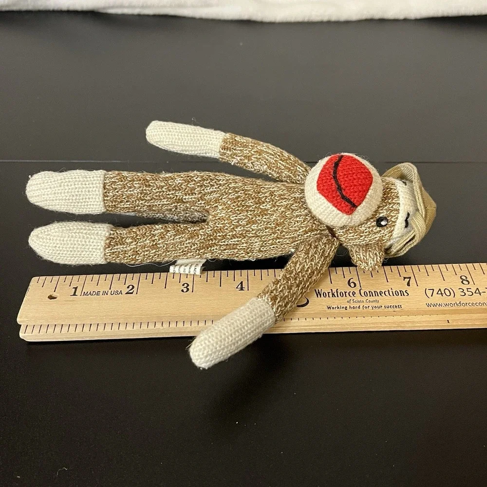 SOCK MONKEY Plush Small Stuffed Animal Toy w/ Safari Hat Cardinal Ind. 7.5
